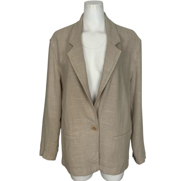 Free People We The Free Beckett Boyfriend Blazer S Cream Linen Blend Relaxed Fit - Picture 1 of 12